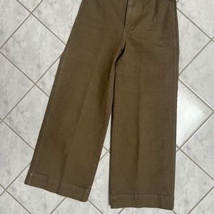 Madewell wide leg sage green crop pants